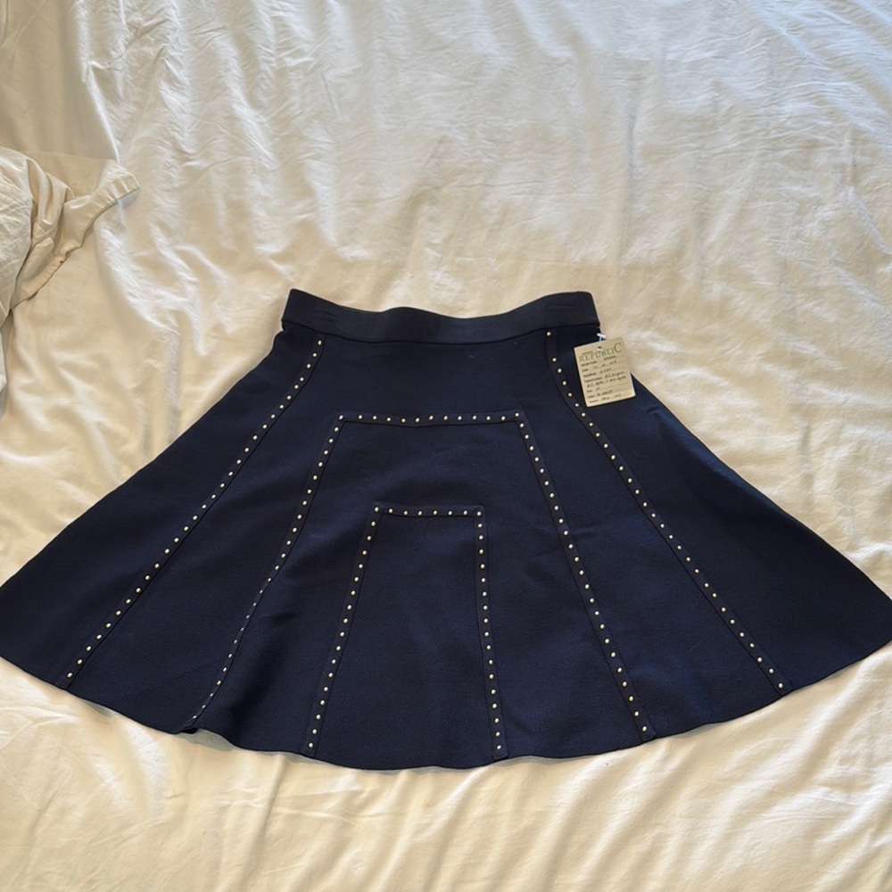 Elegant Navy Skirt with Studded Details